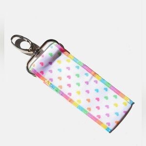 Lip Gloss/ Lip Balm Holder Keychain In Hearts BNIB